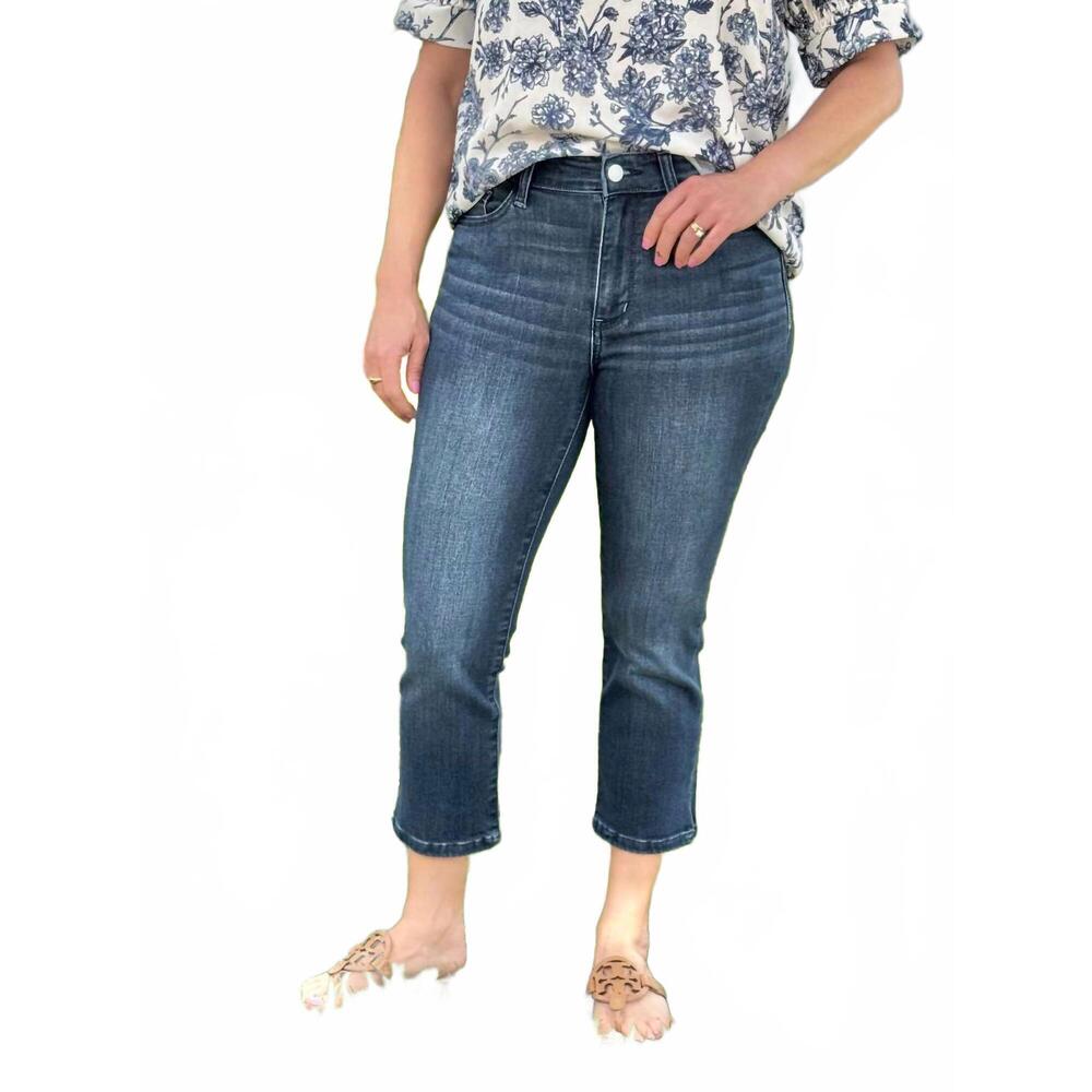 NEW JUDY BLUE beachside bliss capris pants in dark wash denim